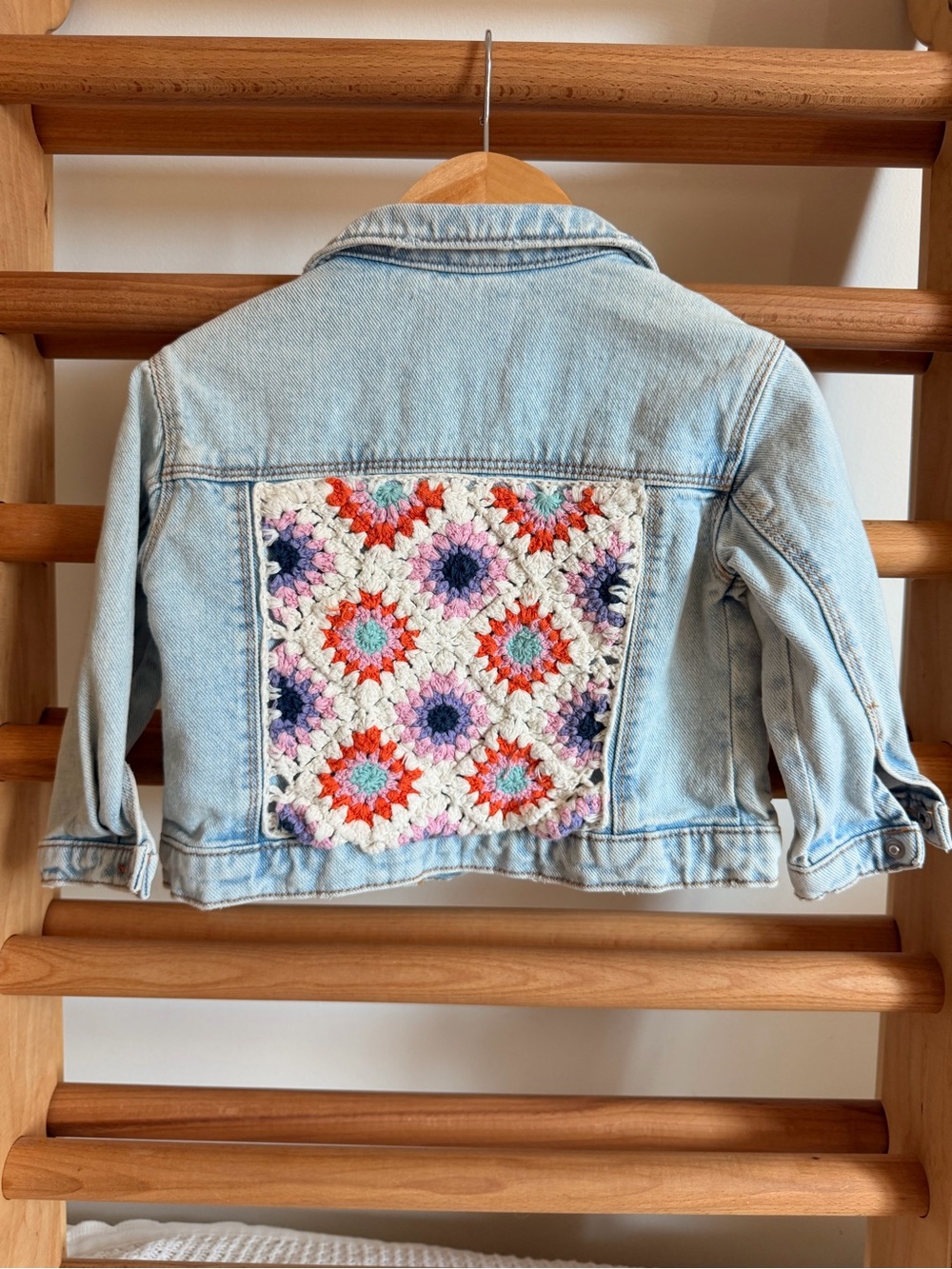 ✨ ZARA Baby Girls Crochet Back Denim Jacket 9–12M GUC